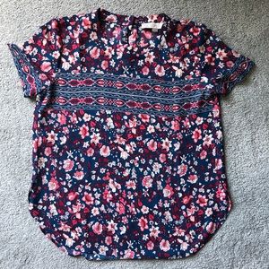 Ann Taylor LOFT boho paisley short sleeved blouse